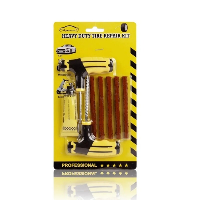 Car Emergency Tool Kit - ชุดซ่อมยางฉุกเฉินสำหรับรถยนต์ รถจักรยานยนต์ และจักรยานไฟฟ้า - ชุดซ่อมยางอเนกประสงค์พร้อมแถบกาวปะยางที่ทนทาน