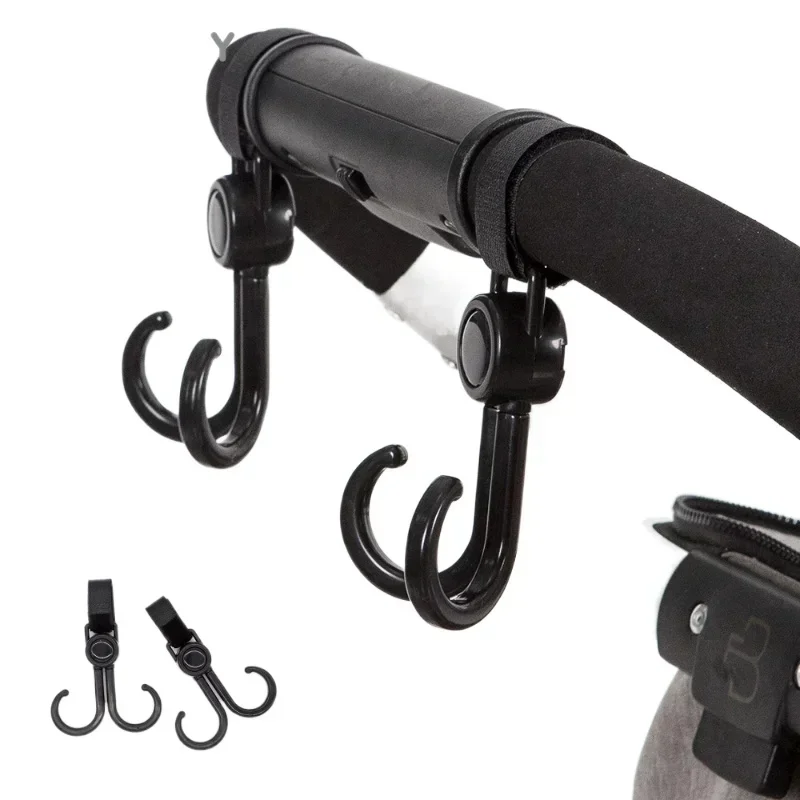 Car Accessories Shop - 2PCS ตะขอสําหรับรถเข็นเด็กรถเข็นตะขอรถเข็นเด็กอุปกรณ์เสริมหมุน 360 องศา Hook Pram