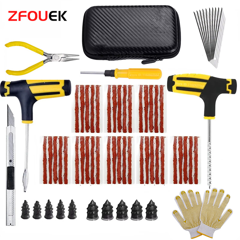 Car Emergency Tool Kit - ชุดซ่อมยางรถยนต์ใหม่ อุปกรณ์อุดรูยางฉุกเฉิน สำหรับแถบยาง กาวยึดติด ชุดเครื่องมือซ่อมยาง อุปกรณ์เสริมรถยนต์