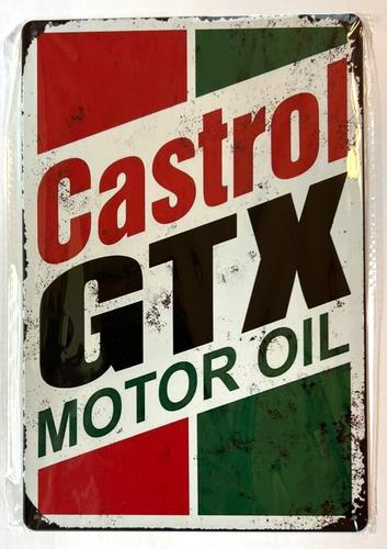 Castrol Oil Gtx - ป้ายโลหะลายวินเทจของน้ำมันเครื่องคาสตรอล GTX