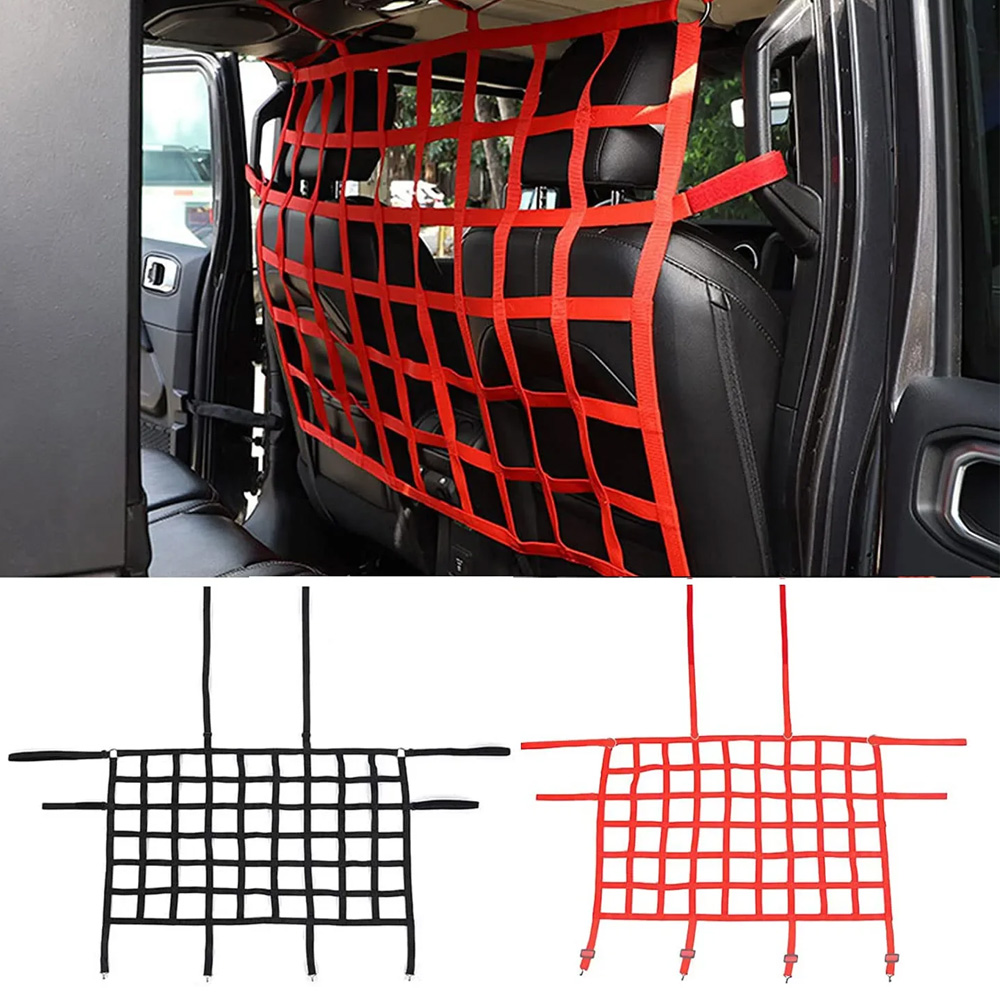 Car Cargo Net Trunk - ตาข่ายรถบรรทุกกั้นสุนัขกั้นเพื่อความปลอดภัยสำหรับรถจี๊ป JK JL JT 2007-2023ที่เก็บสัมภาระที่นั่งเบาะหลังรถยนต์