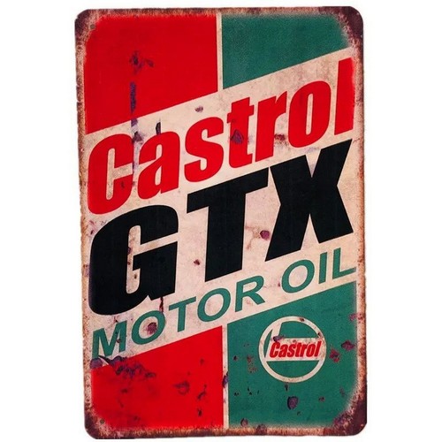 Castrol Oil Gtx - ป้ายโลหะคาสตรอล GTX มอเตอร์ ออยล์ ปี 2026