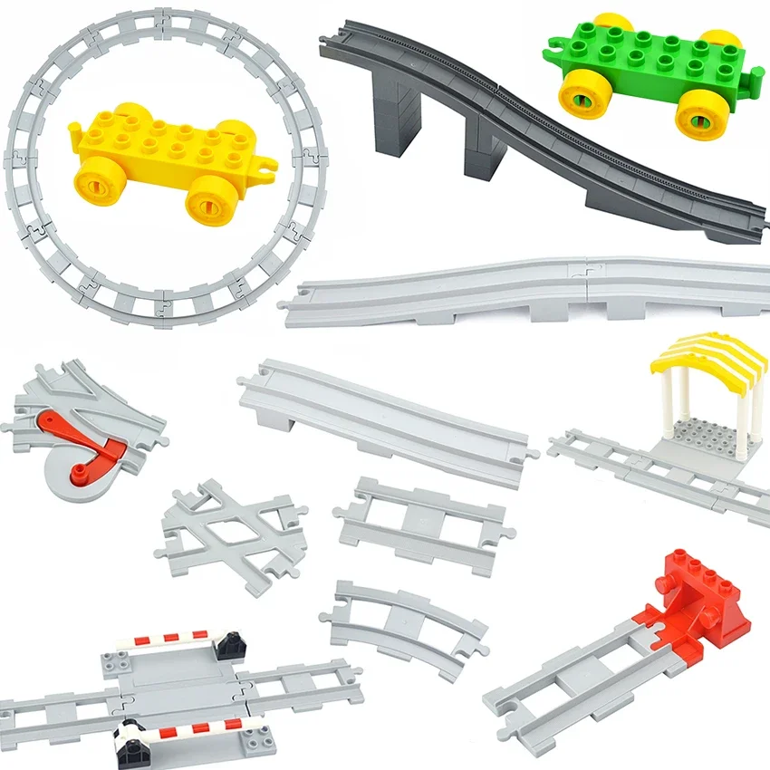 Accessories Car Near - ขนาดใหญ่ติดตามรถไฟอิฐขนส่งรถไฟรถอุปกรณ์เสริมสวิทช์ตรงโค้ง Uphill Rail Building Block ใช้งานร่วมกับ