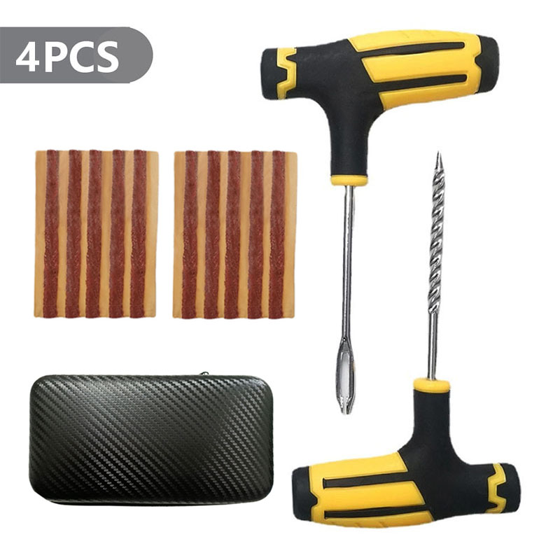 Car Emergency Tool Kit - ชุดซ่อมยางรถยนต์ฉุกเฉินสำหรับงานหนัก หลายขนาด สำหรับยางแบบไม่มียางใน พร้อมอุปกรณ์ซ่อมรูรั่ว สำหรับรถยนต์ จักรยานยนต์