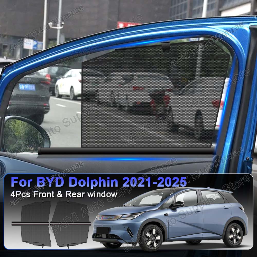Automatic Car Sunshade - สำหรับรถยนต์ BYD Dolphin ปี 2021-2025 ผ้าคลุมบังแดดหน้าต่างรถยนต์แบบปรับได้