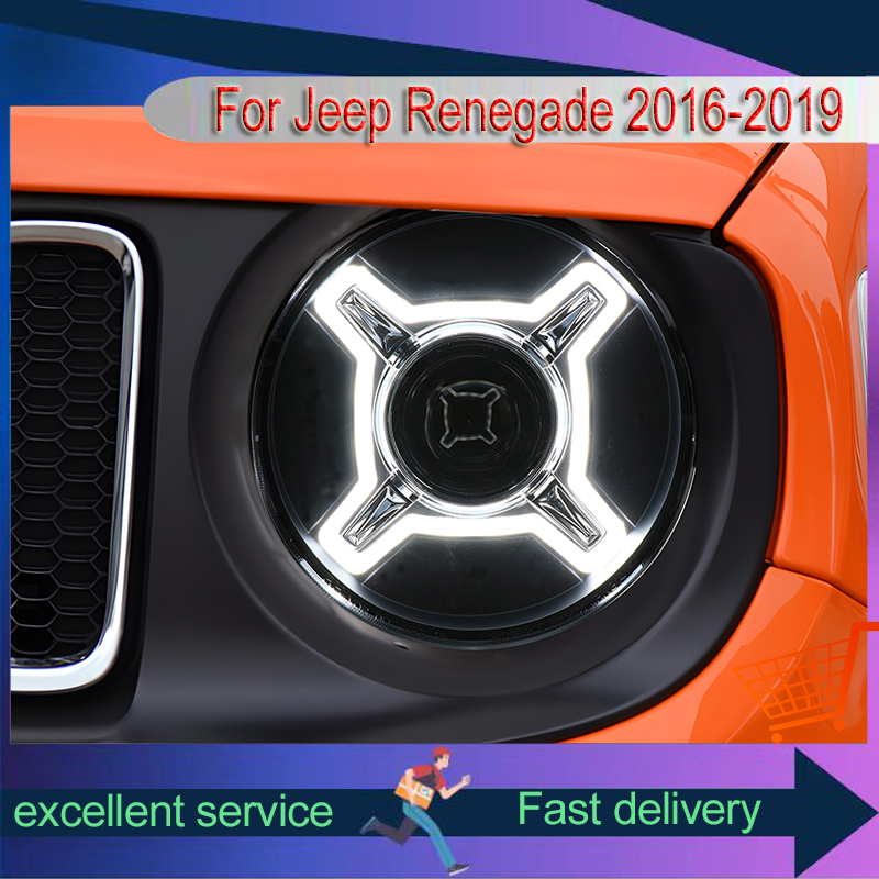 Accessories Car Near - ชุดแต่งรถยนต์สำหรับ Jeep Renegade 2016-2019 โปรเจคเตอร์เลนส์แบบรวมไฟสูง-ต่ำ พร้อมไฟ