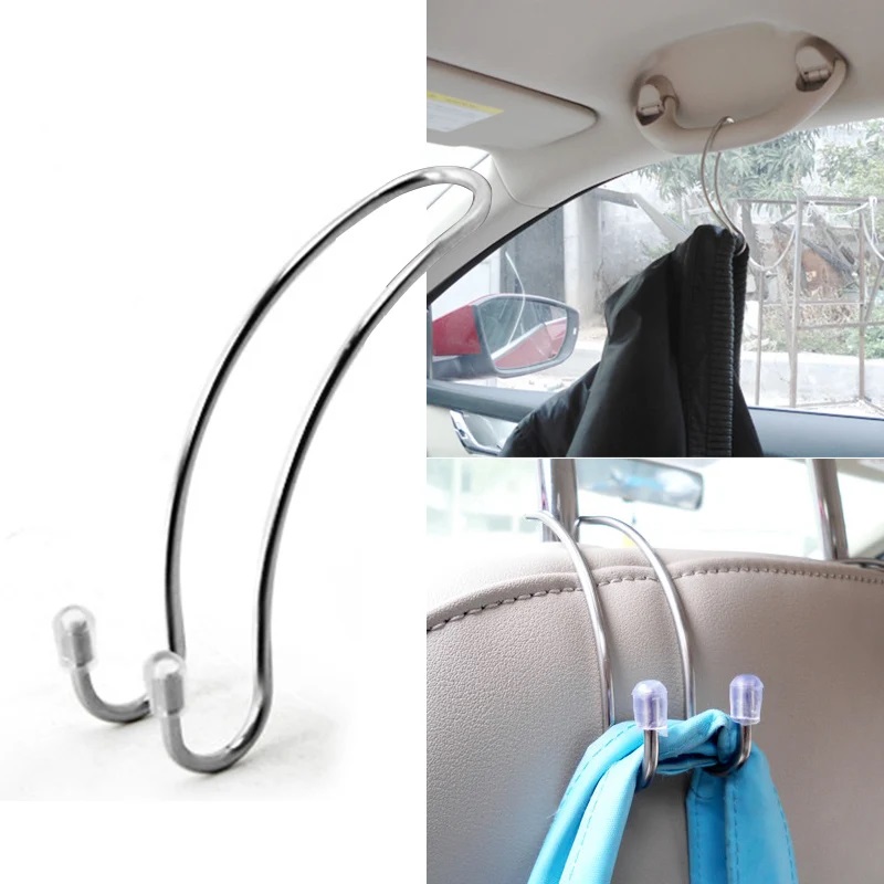 Car Accessories Shop - 2 ชิ้น/ชุด ตะขอแขวนเบาะรถยนต์โลหะ ที่แขวนกระเป๋า เสื้อโค้ท ถุงช้อปปิ้ง