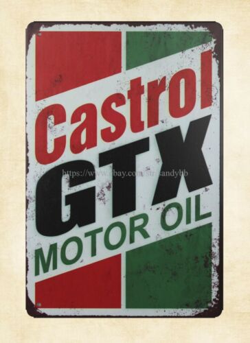 Castrol Oil Gtx - ป้ายโลหะลายสวนจำลอง Castrol Gtx Motor Oil