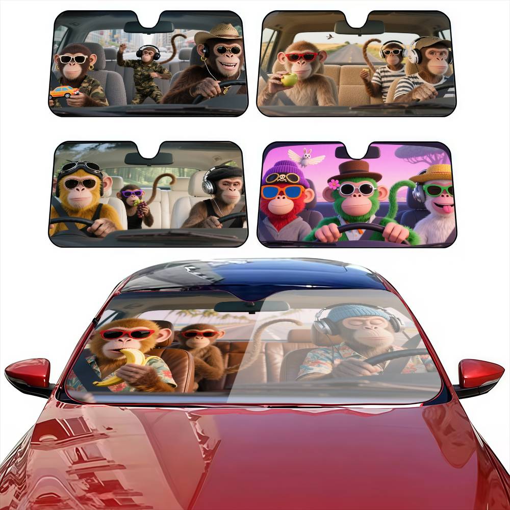 Automatic Car Sunshade - ลิงตลก DRIVER รถม่านบังแดดกระจกบังแดดรถ SunShade รังสี UV