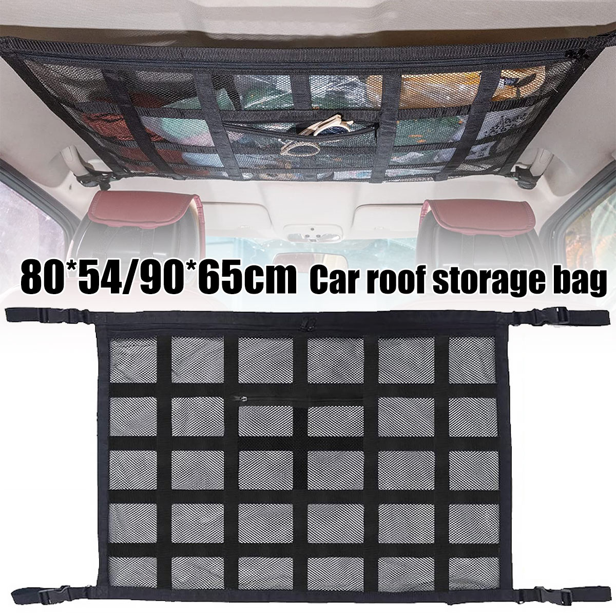 Car Cargo Net Trunk - เพดานรถ Cargo NET Strong รับน้ําหนักตาข่ายหลังคารถจัดเก็บขนาดใหญ่ความจุประหยัดพื้นที่รถเพดานสุทธิ Storage