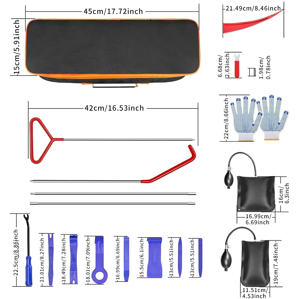 Car Emergency Tool Kit - ชุดเครื่องมือฉุกเฉินสำหรับปลดล็อครถยนต์ Combo 78 24 ชิ้น ประกอบด้วยแท่งสแตนเลสยาวพิเศษ