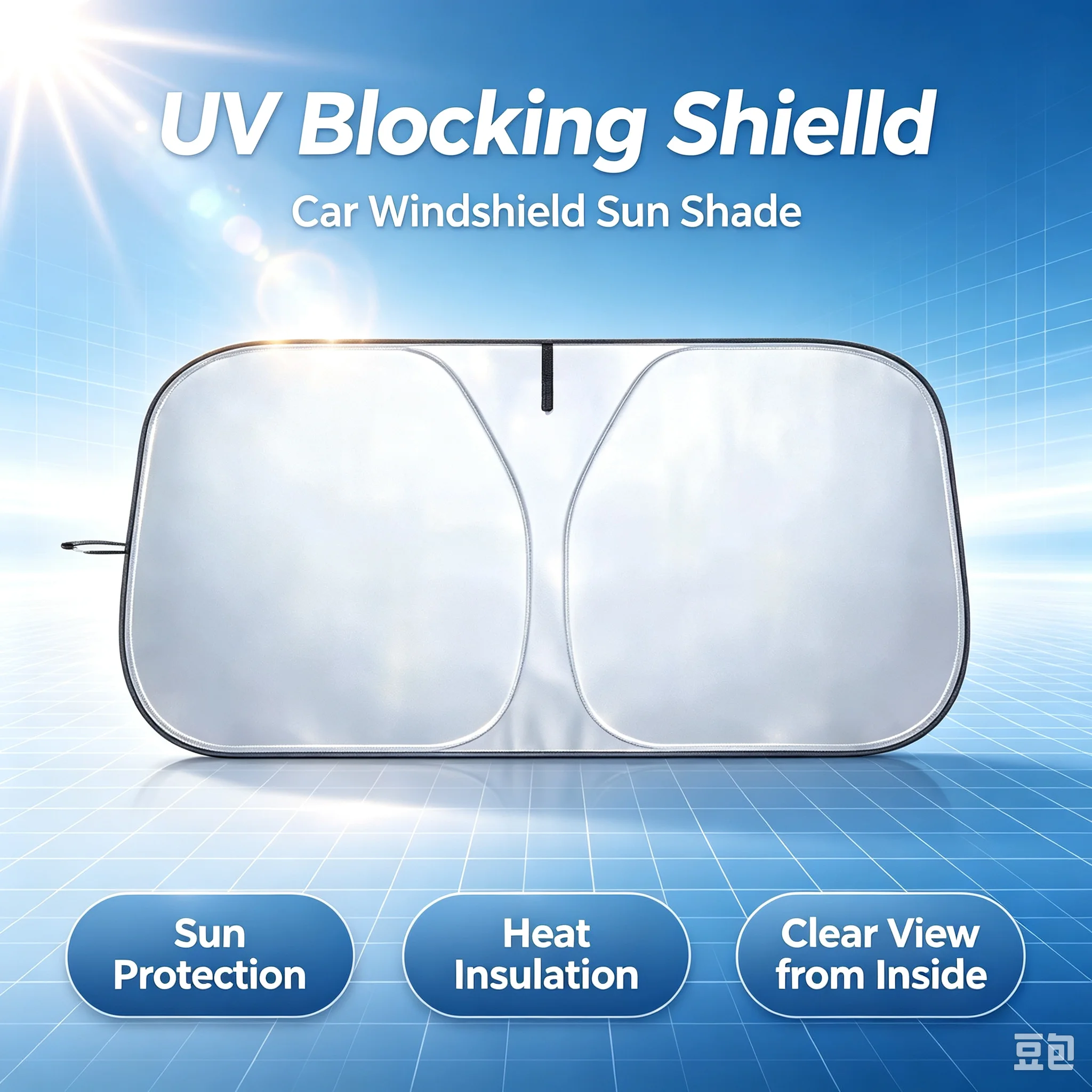 Automatic Car Sunshade - ม่านบังแดดกระจกหน้ารถยนต์ ป้องกันรังสียูวี ที่บังแดด ผ้าคลุมกระจกหน้ารถ อุปกรณ์เสริมม่านบังแดด อะไหล่รถยนต์