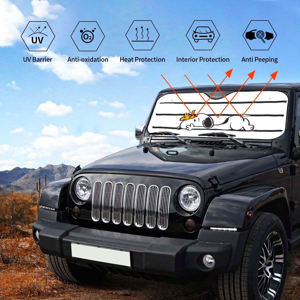 Snoopys Smile Giggle Laugh Win - Automatic Car Sunshade บทวิจารณ์และราคา