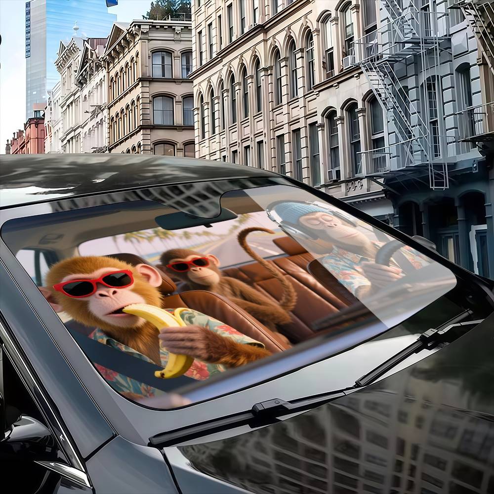 ลิงตลก DRIVER รถม่านบังแดดกระจ - Automatic Car Sunshade บทวิจารณ์และราคา
